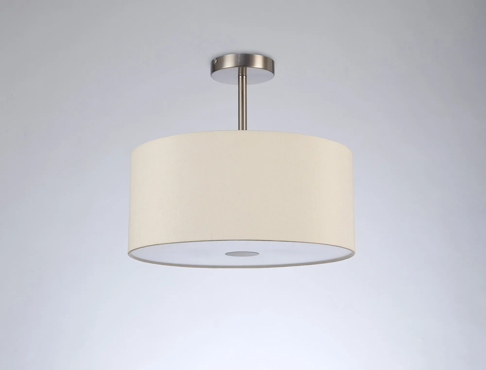 Baymont 40cm Semi Flush 3 Light Satin Nickel, Ivory Pearl, Frosted Diffuser DK0419  Deco Baymont SN IV